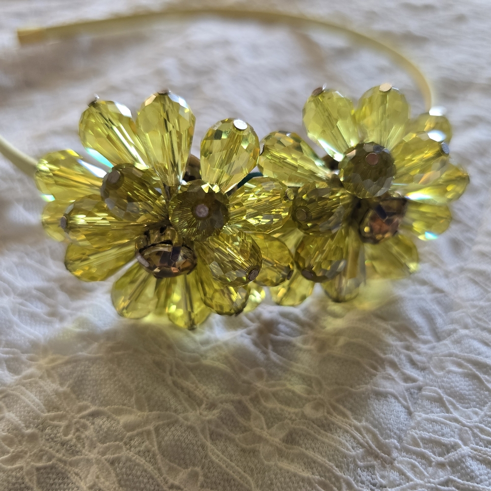 Tasha Yellow/Green Floral Beaded Headband